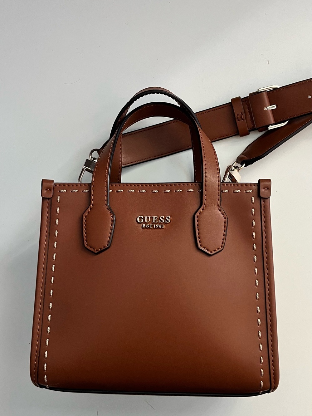 Guess Silvana Stitch mini handbag with crossover